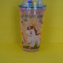 Unicorn Travel Double Wall Plastic Cup with Straw 550ml/18.5fl.oz. (Price For 1 Piece)