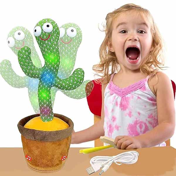 Dancing Talking Cactus Toy for Baby,Funny Mimicry Talk Back Soft Plush, Can Sing, Record and Repeats What You Say Wiggles with Music