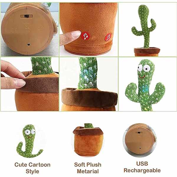 Dancing Talking Cactus Toy for Baby,Funny Mimicry Talk Back Soft Plush, Can Sing, Record and Repeats What You Say Wiggles with Music