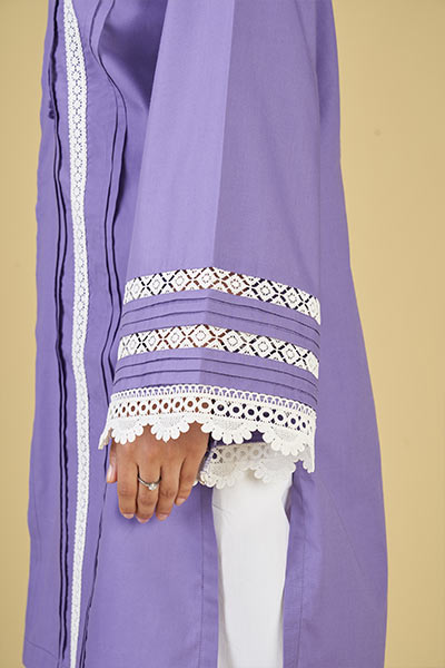 Lavender Purple Basic Embroidered Kurta