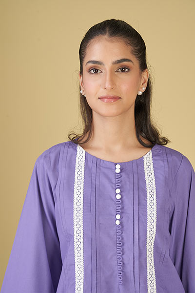 Lavender Purple Basic Embroidered Kurta