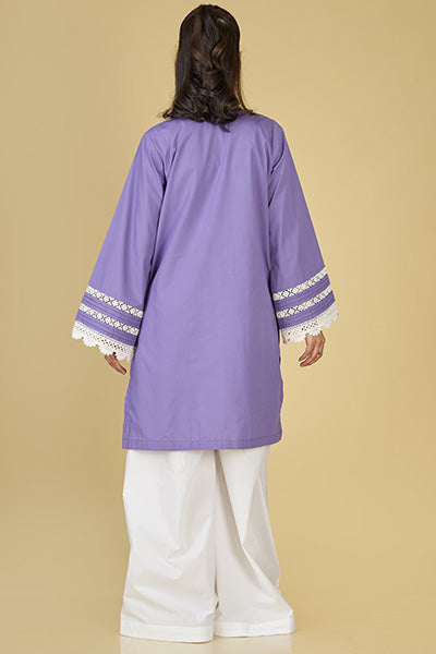 Lavender Purple Basic Embroidered Kurta