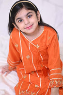 Orange 2 Piece Cotton Lawn Suit. ( Customized For All Age's)