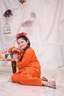 Orange 2 Piece Cotton Lawn Suit. ( Customized For All Age's)