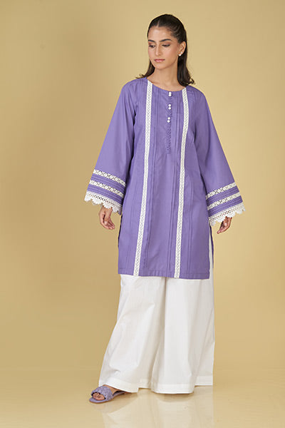 Lavender Purple Basic Embroidered Kurta