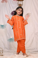 Orange 2 Piece Cotton Lawn Suit. ( Customized For All Age's)