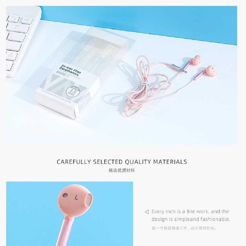 Electroplating In-ear Flat Earphones with 3.5mm Plug