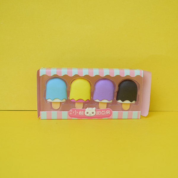 4 pcs/set Kawaii Simulation Donut Candy Ice Cream Rubber Pencil Eraser Cute School Kids Supplies Stationery Erasers Gift Prizes
