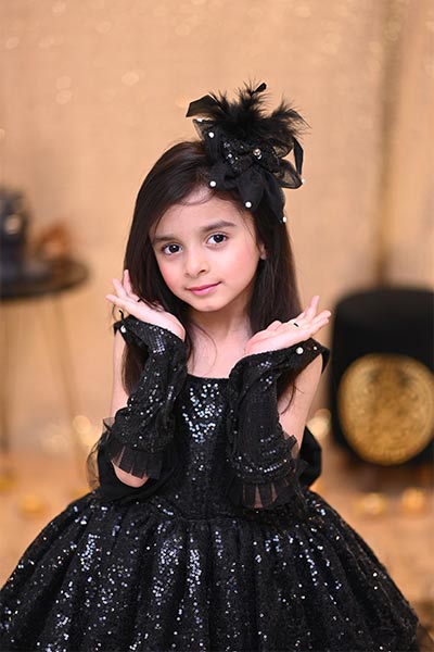 Black Elegant Shimmer and Shine Frock  ( 5 to 8 Years)