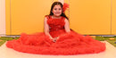 Red Rose 3D Puff Layers Frock ( Customised for all ages)