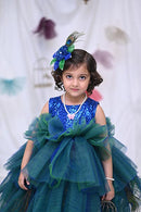 Peacock Blue and Green With Feather  ( 1 to 3 Years)