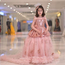 Pearls and 3d flowers bodice Shimmer and shine frock ( 6 to 8 Years)