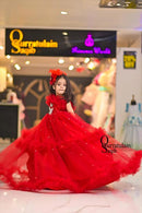 Red Rose 3D Puff Layers Frock ( 6 to 8 Years)