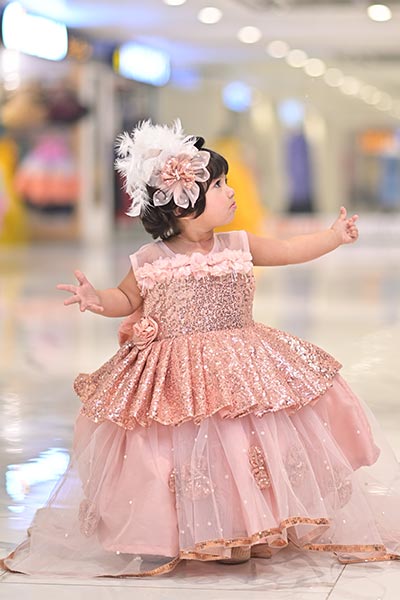 " Peach Fairy Bow" Princess Frock ( 1 to 3 Years)