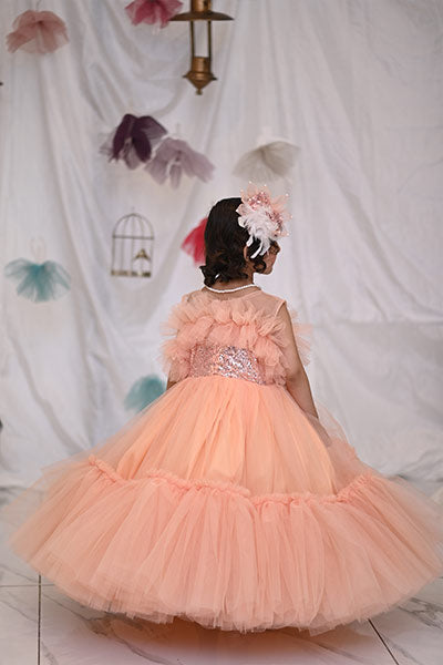 Bottom Ruffles Peach Frock 3 to 4 Years