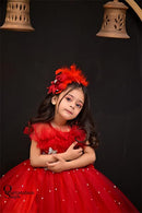 Red Rose 3D Puff Layers Frock ( 6 to 8 Years)