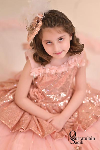 Pearls and 3d flowers bodice Shimmer and shine frock ( 6 to 8 Years)