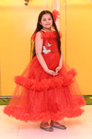 Red Rose 3D Puff Layers Frock ( Customised for all ages)