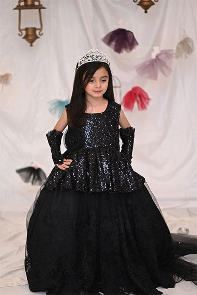 Black Elegant Shimmer and Shine Frock  ( 5 to 8 Years)