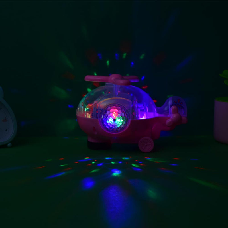 Transparent Gear Helicopter Toy Electric Glowing Toys With Music, Creative Birthday Gifts For Children