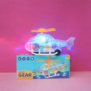 Electric Universal Transparent Mechanical Gear Helicopter Toy (Music & Colourful Lights)