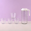 Pitcher Water Jug with 4 Water Glass, Heavy hammer Pattern , Decoration Drinking Glasses for Kitchen, Home, Restaurant.