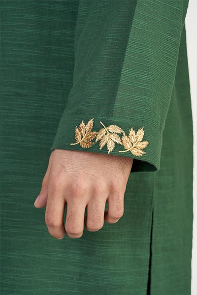 Lunar Green Men's Embroidered Kurta .