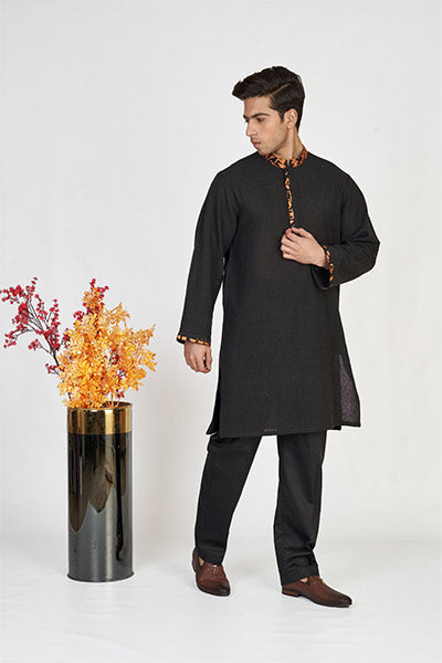 Charcoal Black Men's Formal Kurta