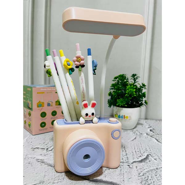 3in1 Cute Camera Shape Table Desk Flexible LED Lamp with Pen Pencil Holder & Pencil Sharpener
