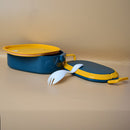 DOUBLE LAYER LUNCH BOX DOUBLE AIRTIGHT LOCK WITH SPOON SQUARE SHAPE ( Price For 1 Piece)