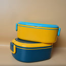 DOUBLE LAYER LUNCH BOX DOUBLE AIRTIGHT LOCK WITH SPOON SQUARE SHAPE ( Price For 1 Piece)