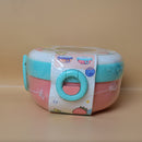 2 Compartments Lunch Box with spoon and airtight double side lock. Round shape Lunch box