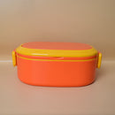 DOUBLE LAYER LUNCH BOX DOUBLE AIRTIGHT LOCK WITH SPOON SQUARE SHAPE ( Price For 1 Piece)
