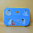 Lucky Unicorn and Starry Astro Lunch Box with 4 compartments and Double Side Airtight Lock.
