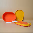 DOUBLE LAYER LUNCH BOX DOUBLE AIRTIGHT LOCK WITH SPOON SQUARE SHAPE ( Price For 1 Piece)