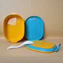 DOUBLE LAYER LUNCH BOX DOUBLE AIRTIGHT LOCK WITH SPOON SQUARE SHAPE ( Price For 1 Piece)