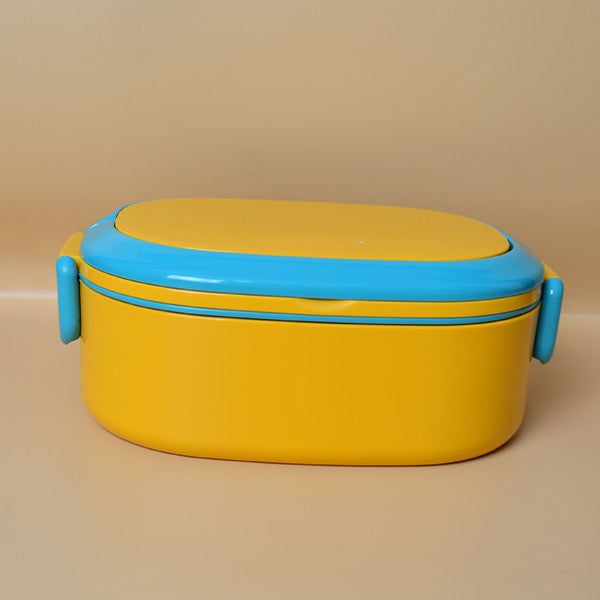 DOUBLE LAYER LUNCH BOX DOUBLE AIRTIGHT LOCK WITH SPOON SQUARE SHAPE ( Price For 1 Piece)