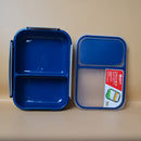 Plastic Lunch Box with 3 divisions and spoon, 4 sides airtight lock Lid