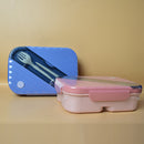 Lunch Box with 3 divisions, airtight lock that prevents spills top with attached 2 spoons. (price for 1 piece)