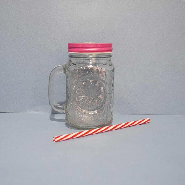 Transparent Glass Jar with Airtight Lid and with handle 450 ml  (Price for 1 piece)