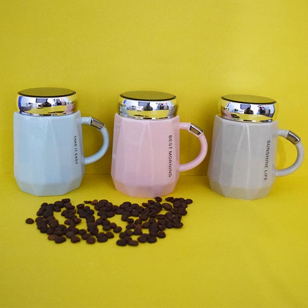 Black Letters Series Geometric Design Ceramic Tea Cup Coffee Mug Travel Mug. (Price for 1 piece)
