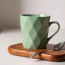 380ml/12.8fl.oz. Solid Color Diamond Pattern Basic Ceramic Cup (Green)