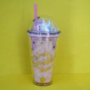 Colorful Double Wall Plastic Cup with Straw 550ml/18.5fl.oz. (Price For 1 Piece)