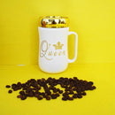 Queen White Mug With Mirror Lid- Tea/Coffee Mug