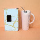"I Love You" Ceramic Coffee Mug Pink | Tall Sipper Ceramic Mug with Straw ( Love )