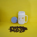 King White Mug With Mirror Lid- Tea/coffee mug