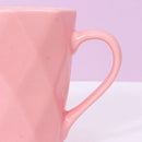 380ml/12.8fl.oz. Solid Color Diamond Pattern Basic Ceramic Cup (Pink)