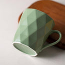 380ml/12.8fl.oz. Solid Color Diamond Pattern Basic Ceramic Cup (Green)