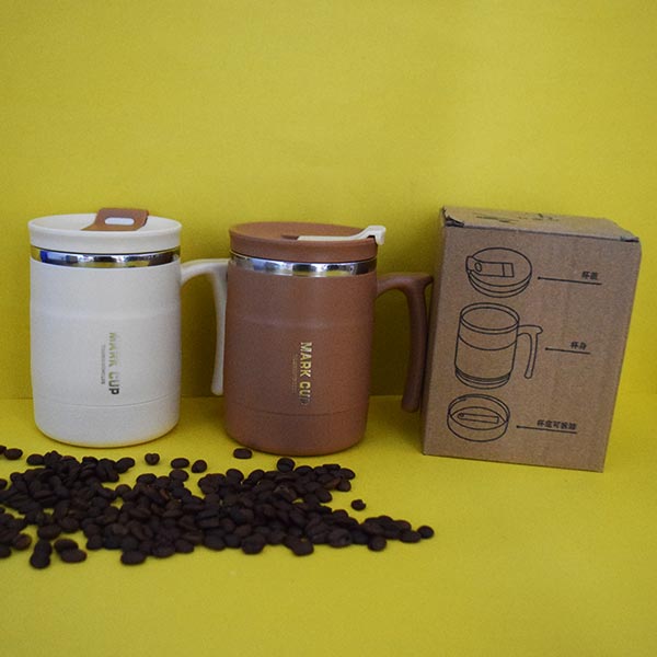 Double Wall Vacuum Stainless Steel Travel Coffee Mug Spill Proof Handle. ( Price for 1 Piece)