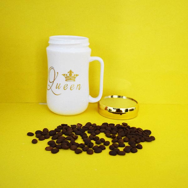 Queen White Mug With Mirror Lid. Best Gift For Your Loved Ones